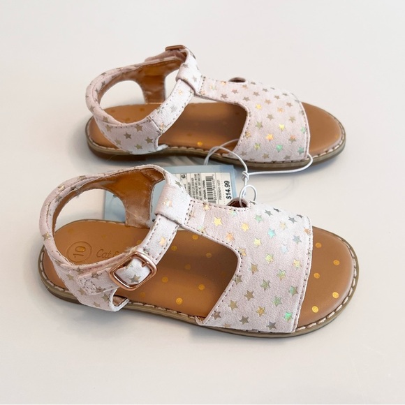 (NWT) Cat & Jack Kids' Kinsley Sandals Light Pink w/ Stars Toddler Girls Size 10 - Picture 2 of 6